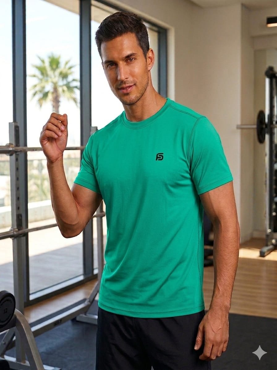 Nylon Round Neck Active T-Shirt